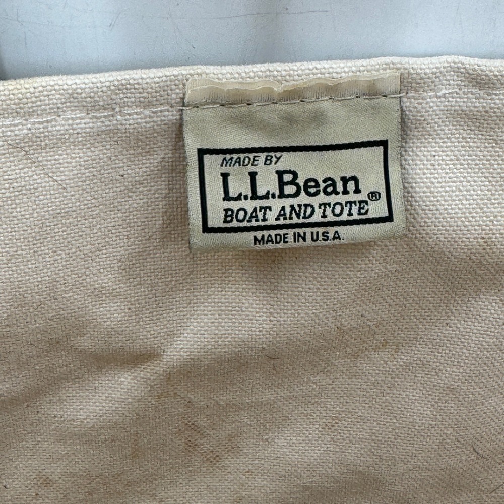 L.L. Bean Boat and Tote Bag Unisex Medium Green Canvas USA Vintage Distressed - Picture 3 of 12